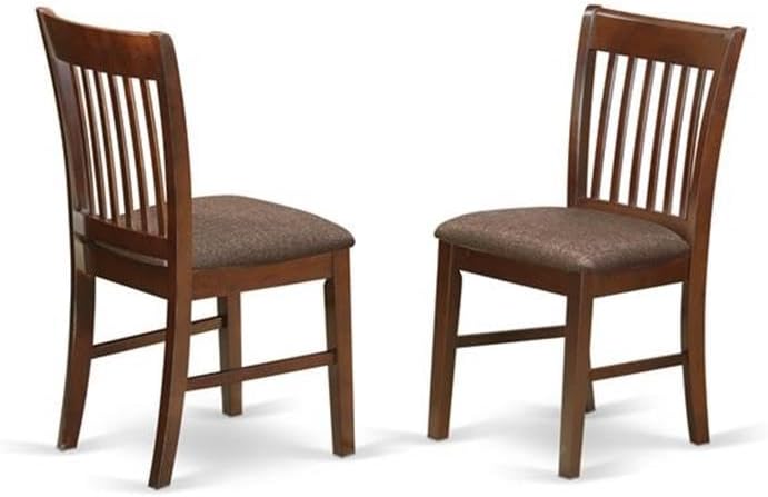 Mahogany Dining Set Wood Table Four Fabric Chairs