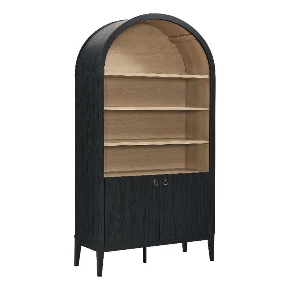 Tall Black Arched Display Storage Cabinet Bookshelf