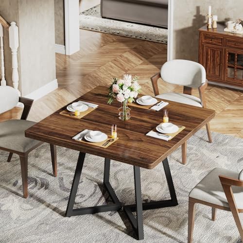 Industrial Square Dining Table Metal Base Seats Two