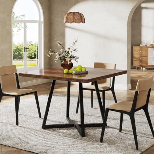 Industrial Square Dining Table Metal Base Seats Two