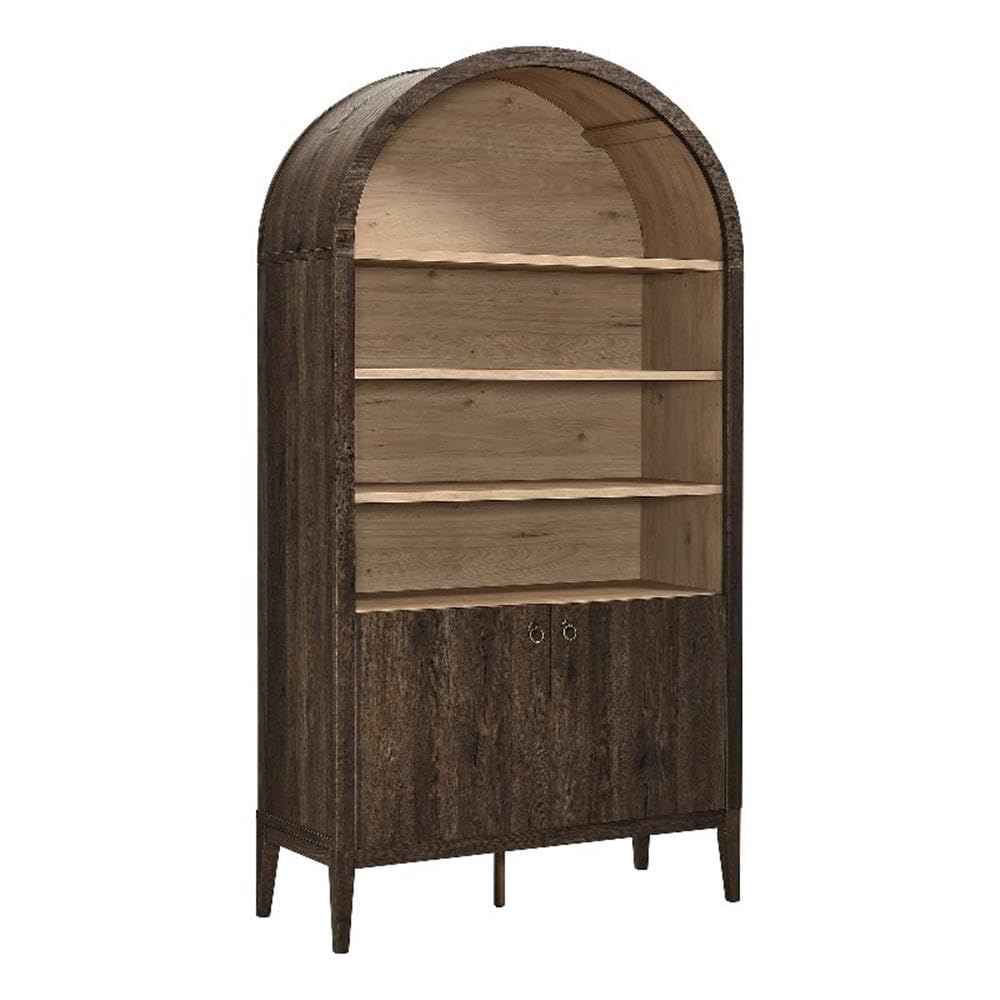 Tall Black Arched Display Storage Cabinet Bookshelf