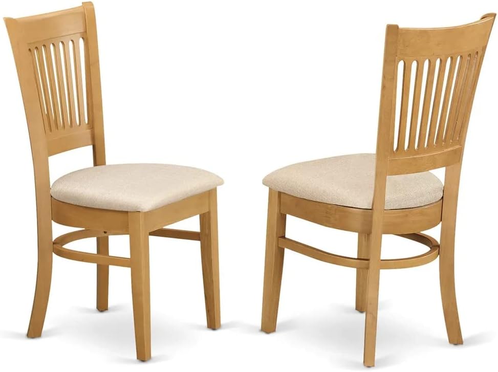 Oak Square Dining Set Wood Table 4 Fabric Chairs