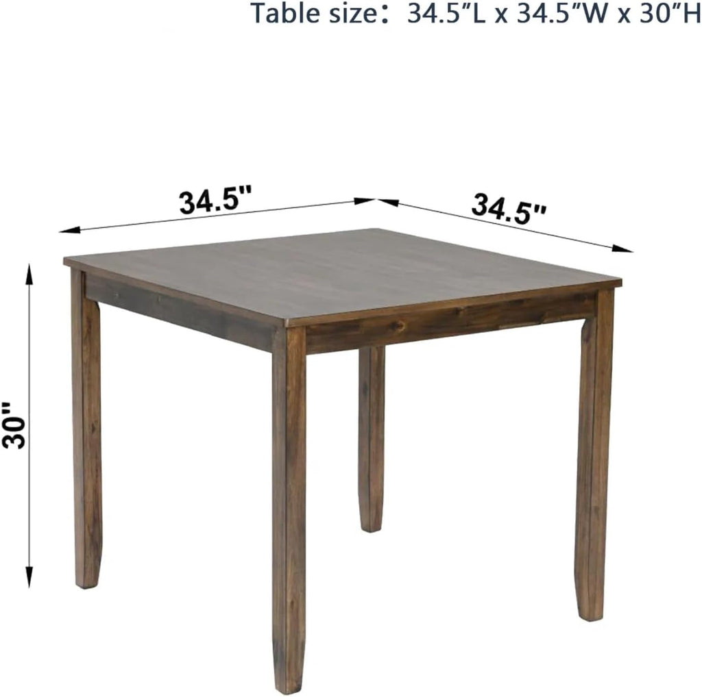 Walnut Square Wood Dining Table Tapered Legs Seats 4