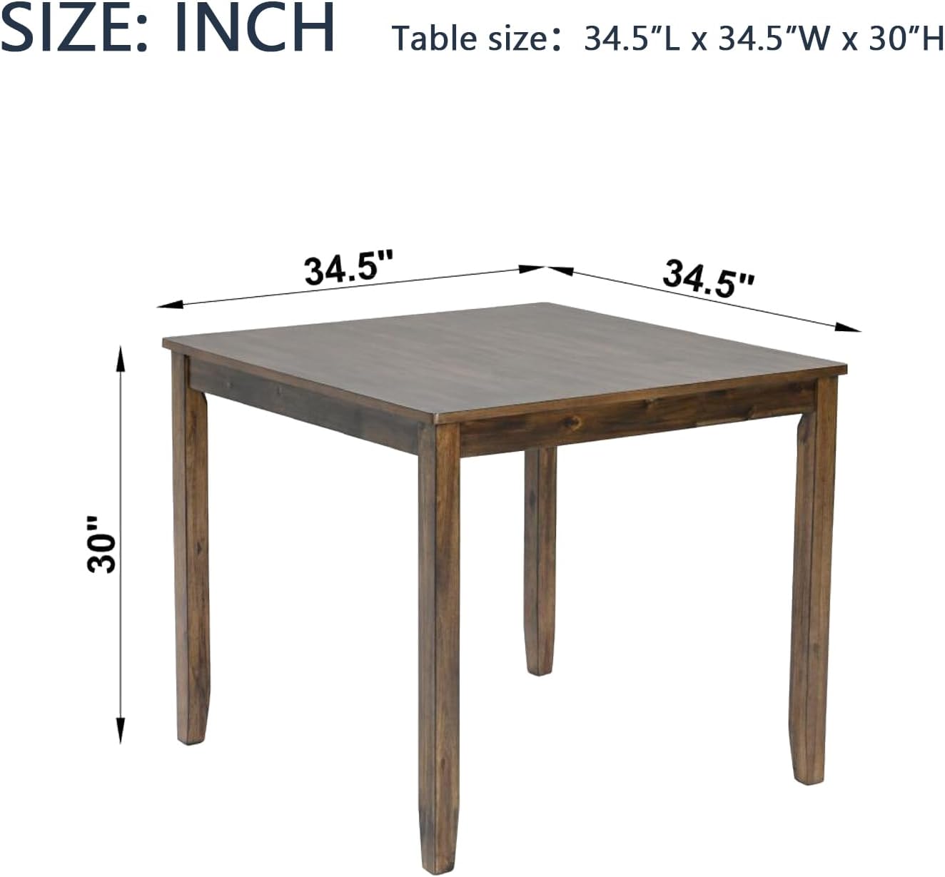 Walnut Square Wood Dining Table For Four People