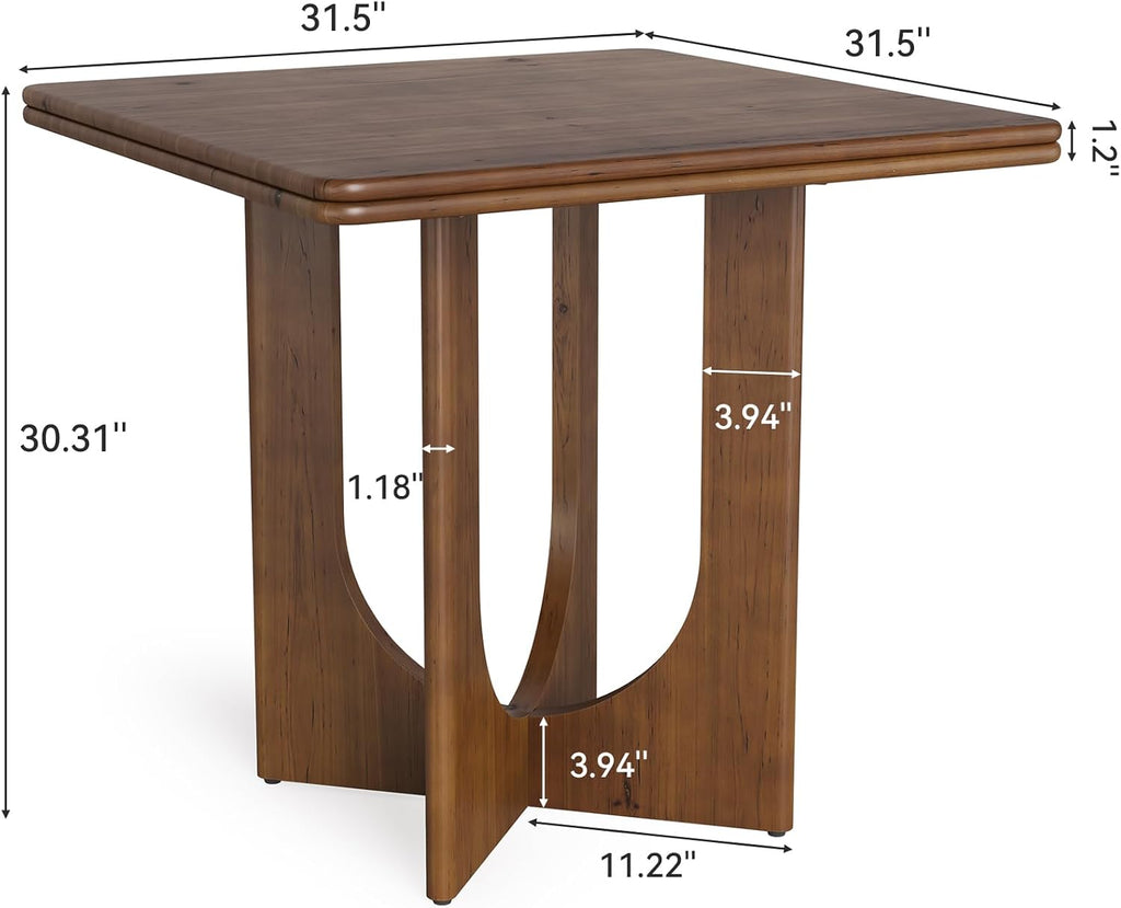 Rustic Brown Square Dining Table Fits 2-4 People