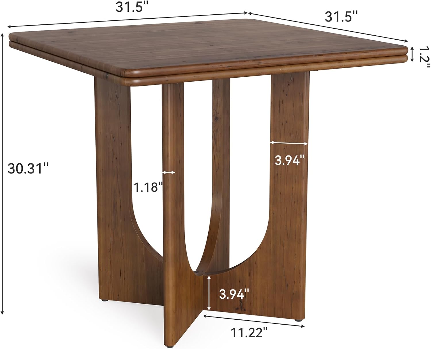 Rustic Brown Square Dining Table Fits 2-4 People