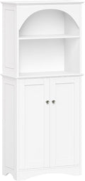 White Sideboard Cabinet Arched Open Storage Shelves