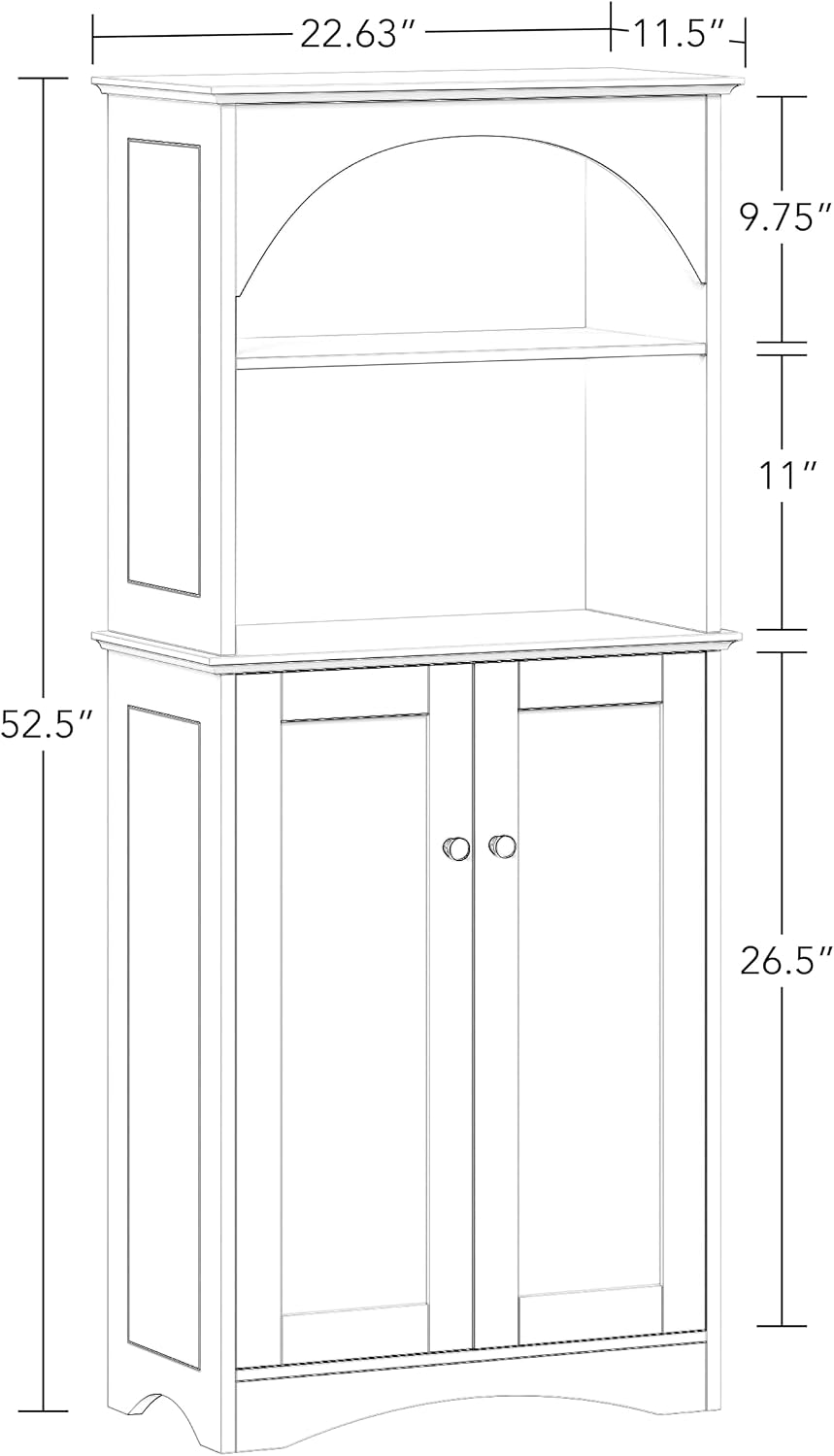 White Sideboard Cabinet Arched Open Storage Shelves