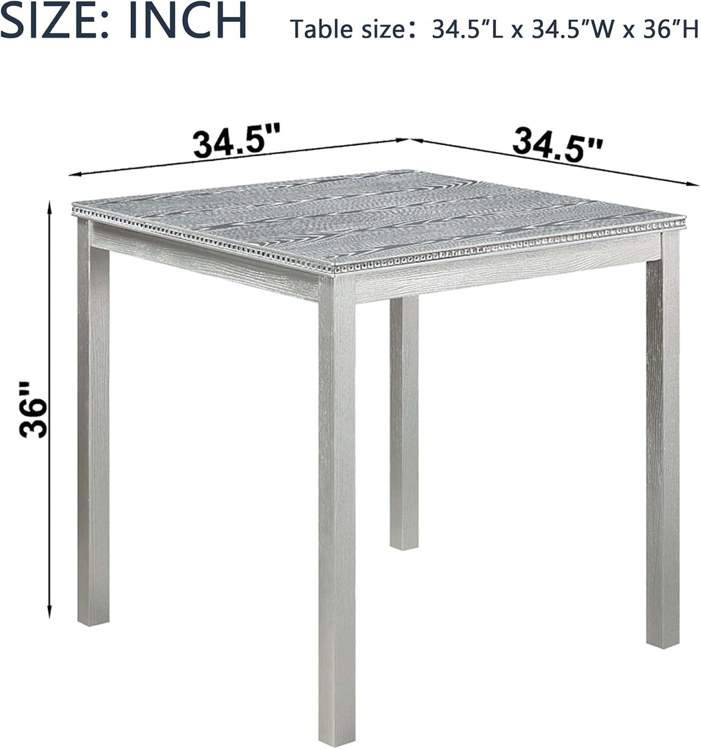 Silver Grey Square Wood Dining Table Seats Four