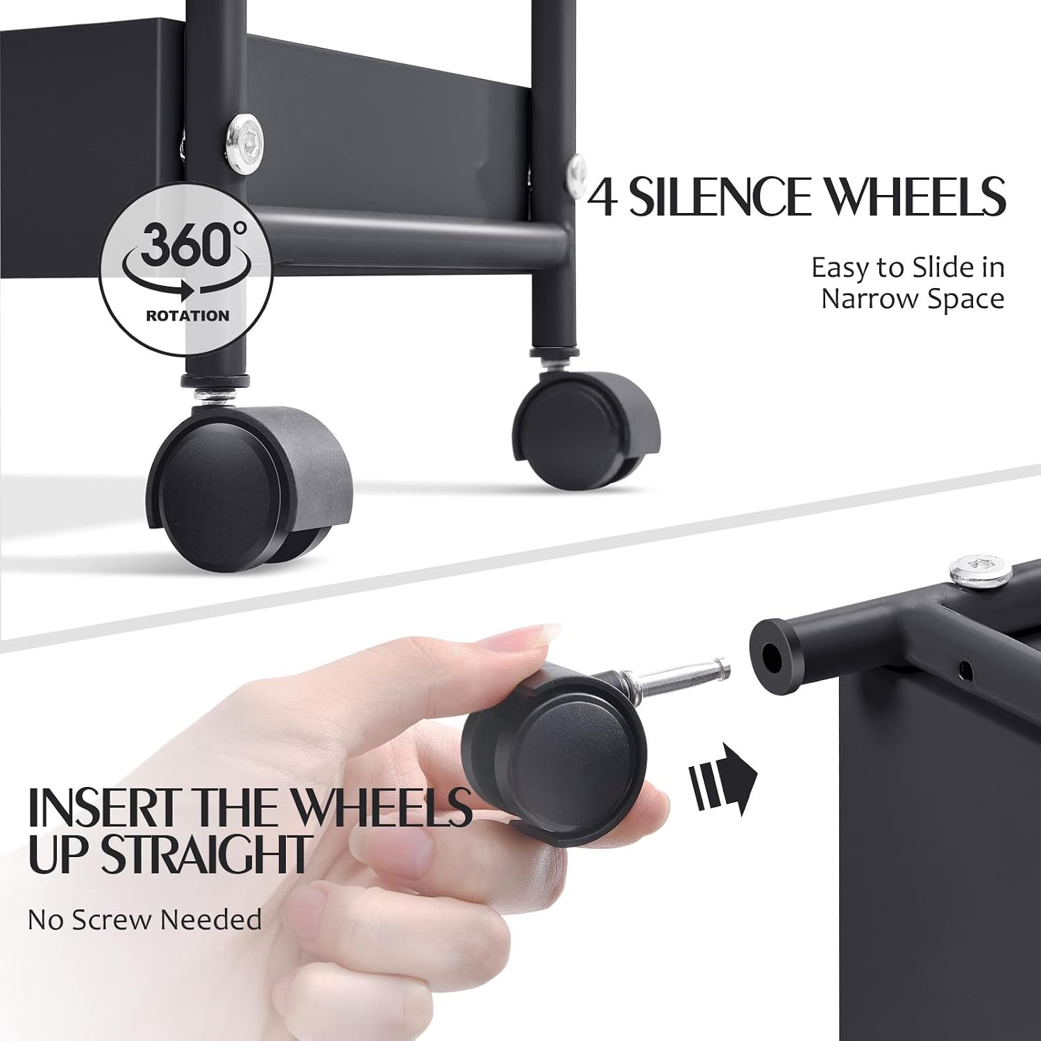 4-Tier Narrow Rolling Metal Storage Organizer Cart