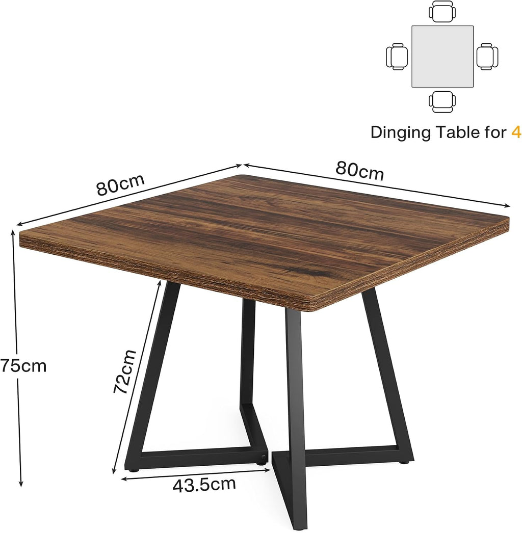 Industrial Square Dining Table Metal Base Seats Two