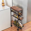 5-Tier Slim Wood Top Rolling Gap Storage Cart Black