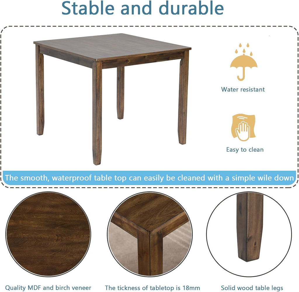 Walnut Square Wood Dining Table For Four People