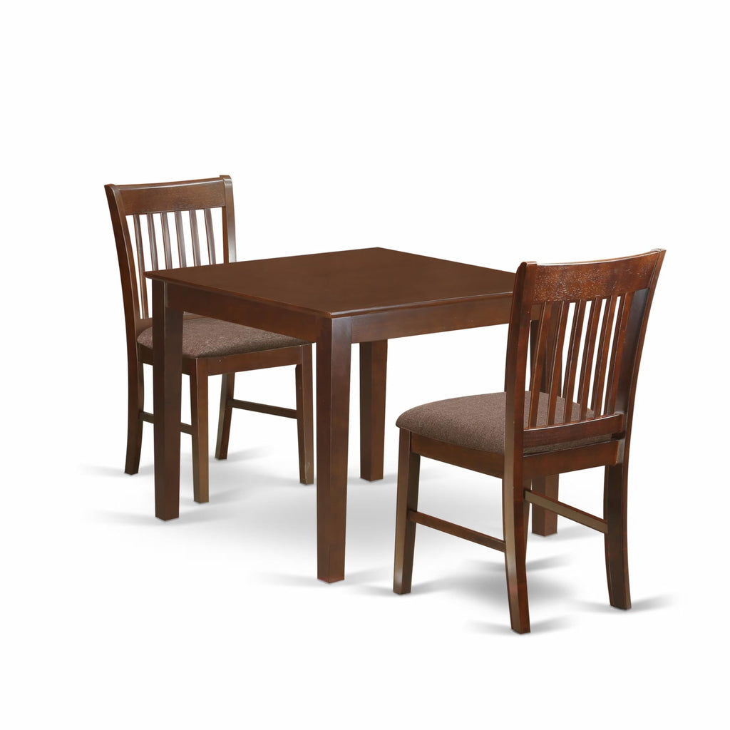 Mahogany Dining Set Wood Table Four Fabric Chairs