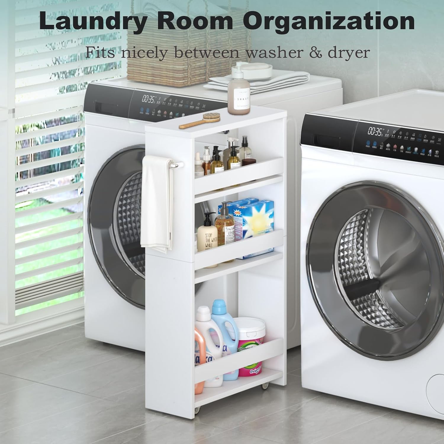 4-Tier Slim Rolling Storage Cart with Handle