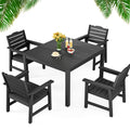 Black Square Patio Table Umbrella Hole Seats 4