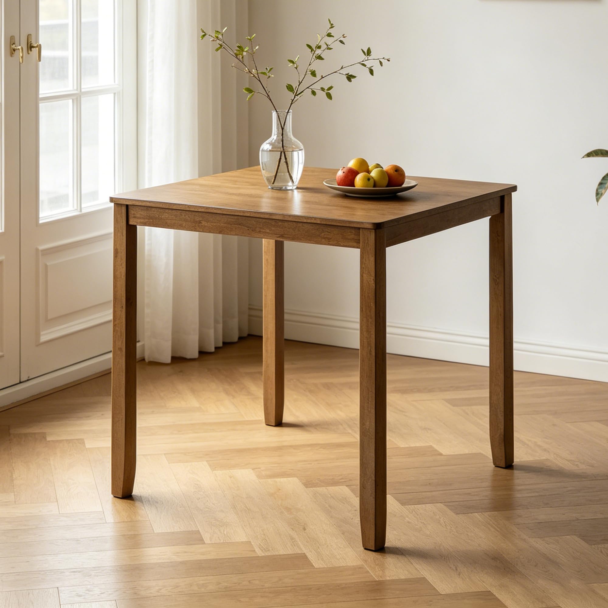 Walnut Square Wood Dining Table For Four People