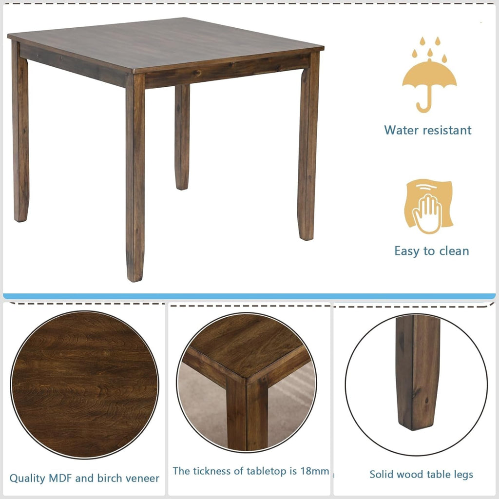 Walnut Square Wood Dining Table Tapered Legs Seats 4