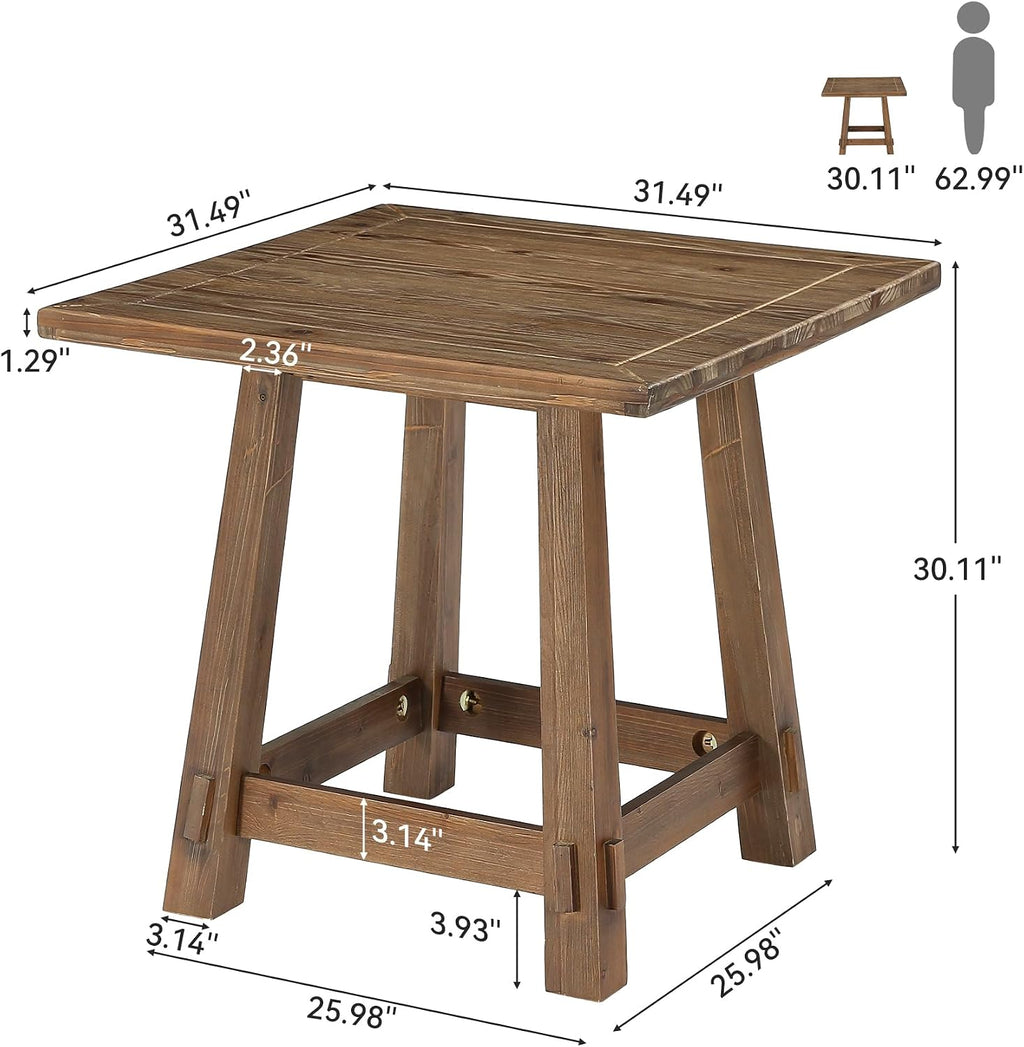 Farmhouse Square Wood Dining Table Seats Four