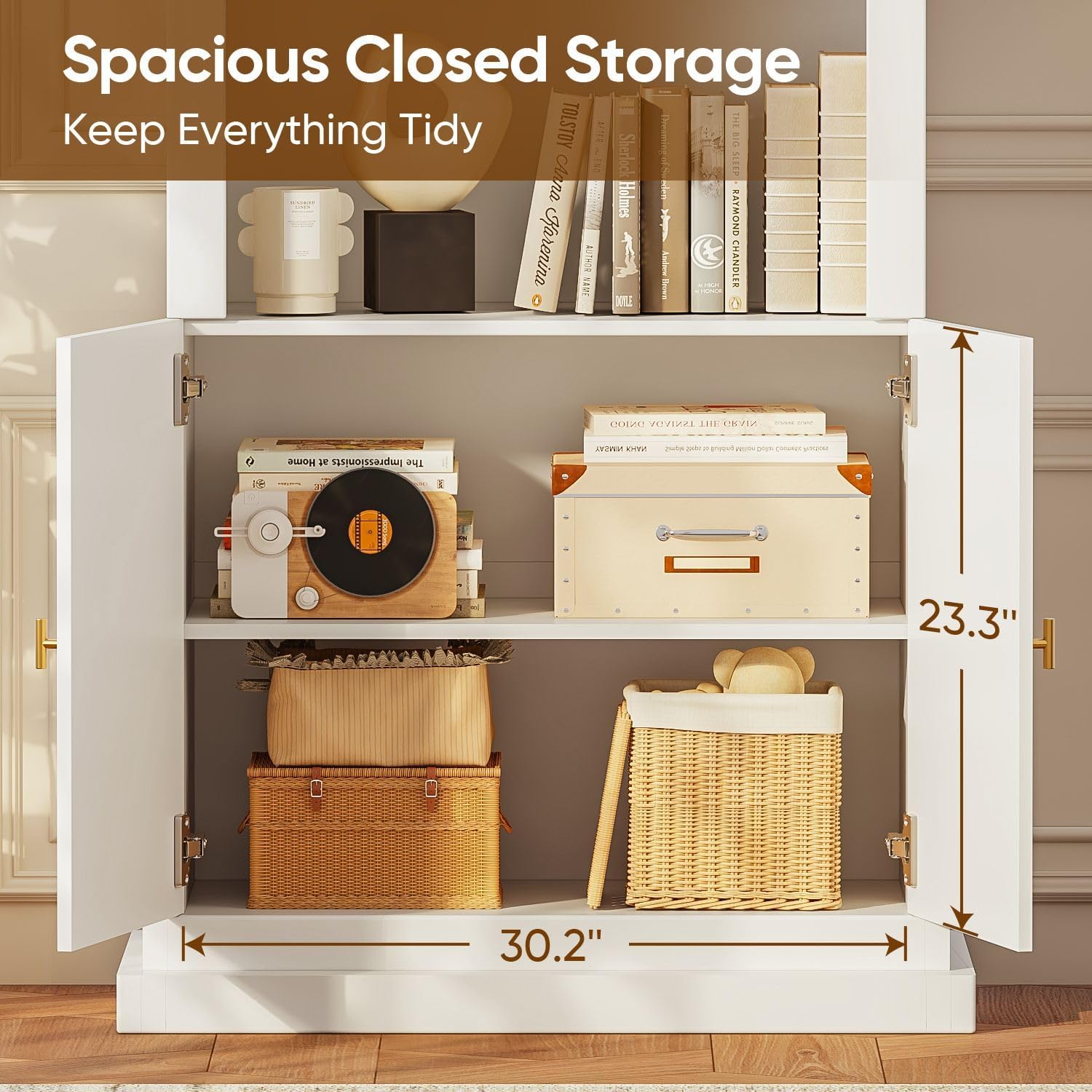 Tall White Arched Cabinet Drawers Gold Handles