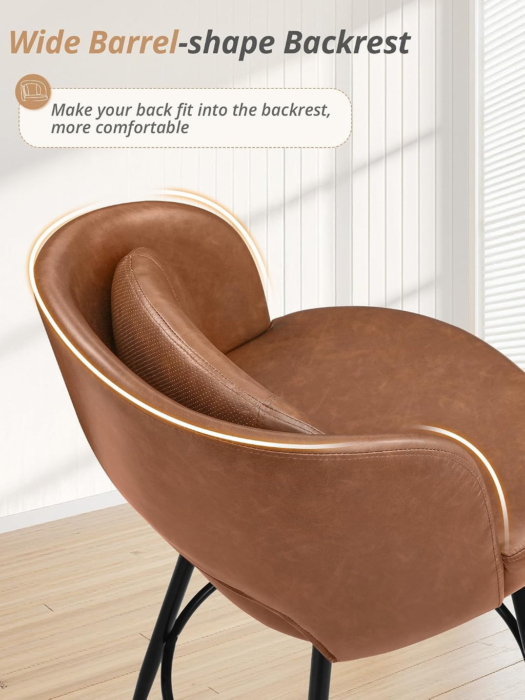 Brown Swivel Bar Stools Metal Frames Lumbar Pillow Set 3
