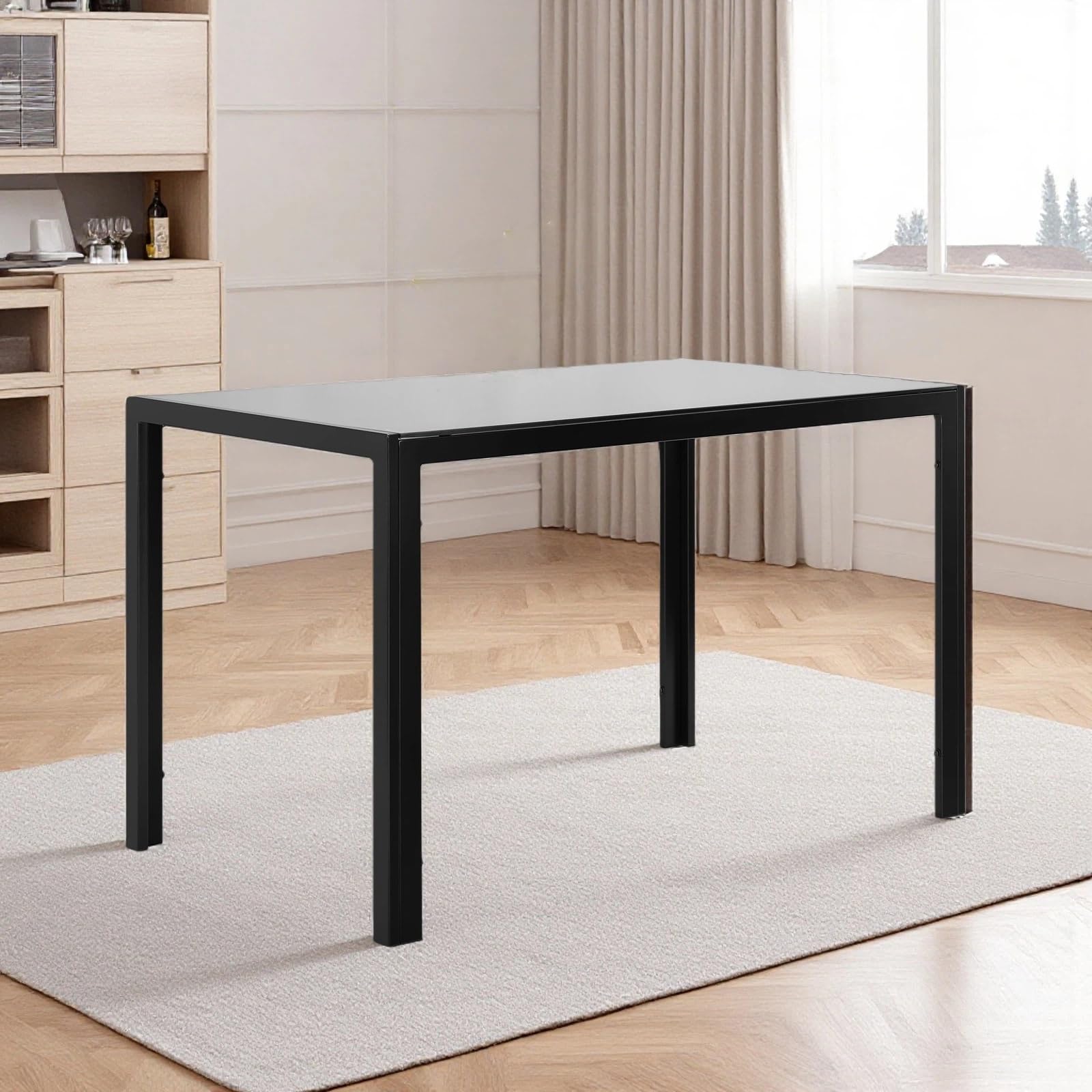 Walnut Square Wood Dining Table Tapered Legs Seats 4