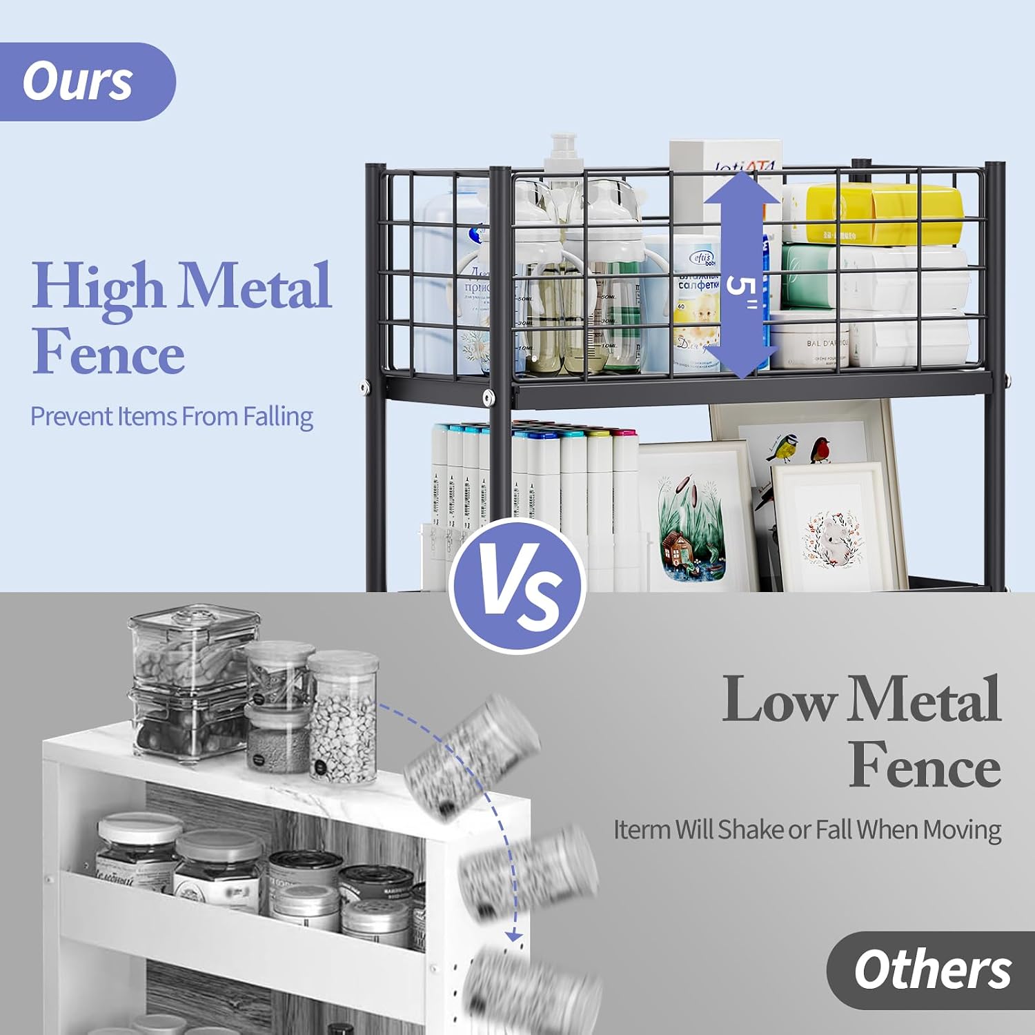 4-Tier Narrow Rolling Metal Storage Organizer Cart
