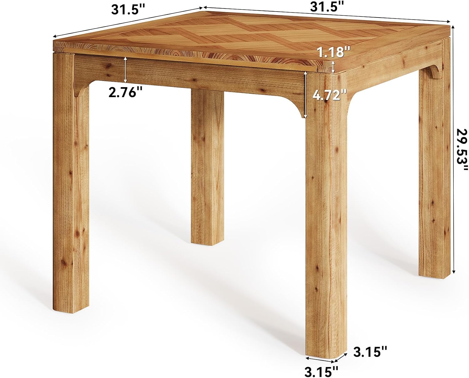 Brown Rustic Square Dining Table Textured Tabletop