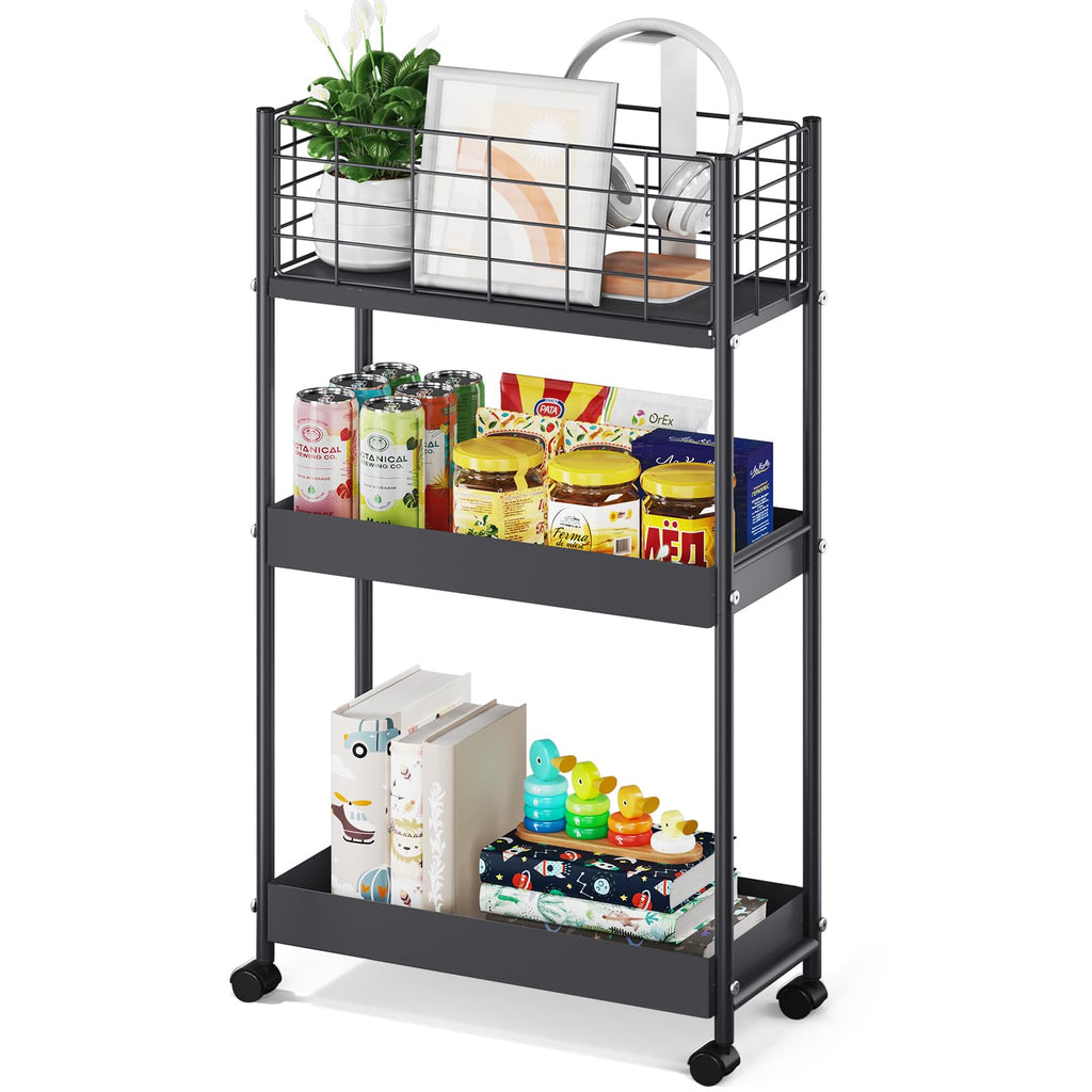 4-Tier Narrow Rolling Metal Storage Organizer Cart