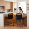 Green Tufted Bar Stools Black Metal Frames Set 4
