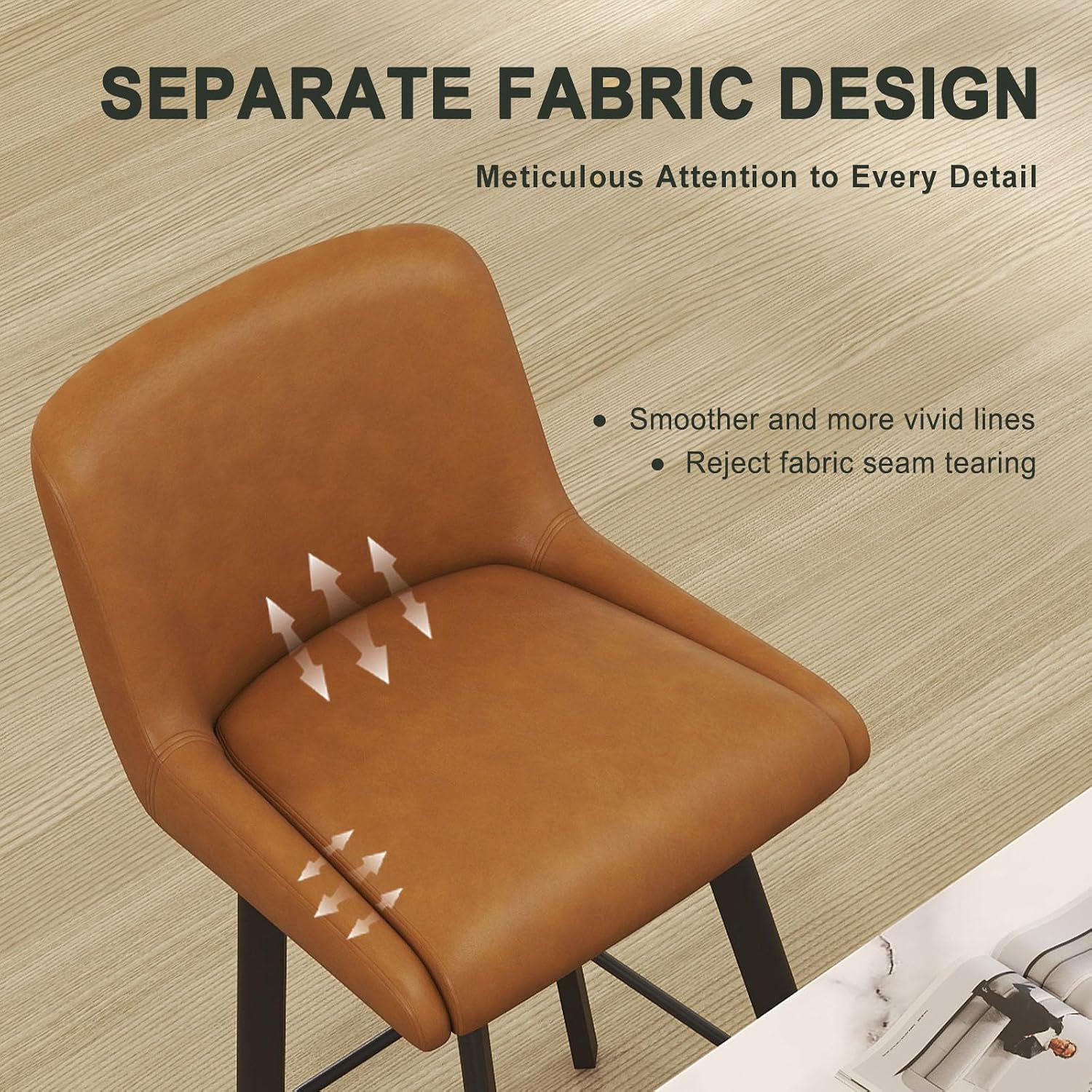 Faux Leather Swivel Bar Stools Metal Legs Brown Set 2