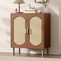 Fluted Sideboard Four Doors Open Storage Shelves