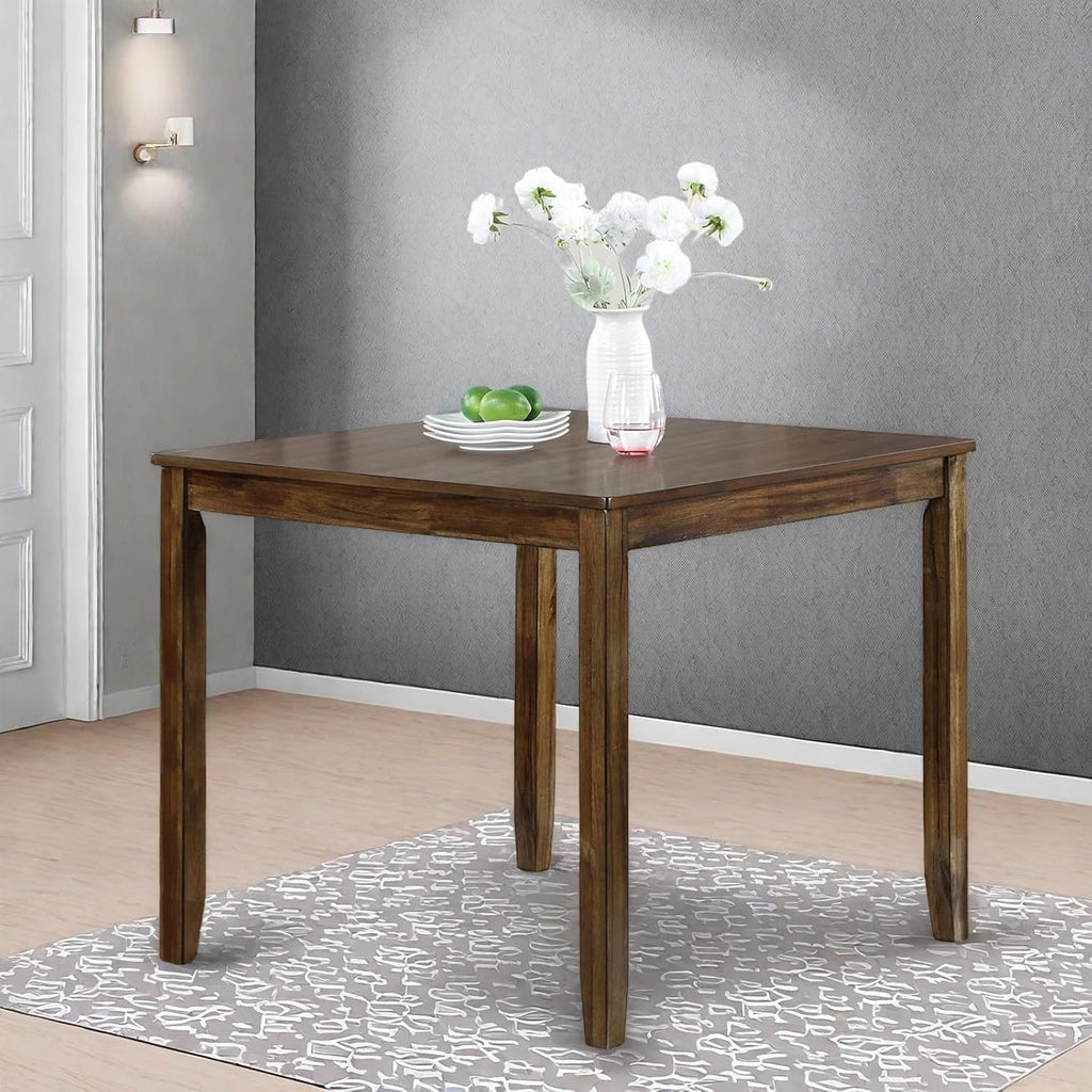 Walnut Square Wood Dining Table Tapered Legs Seats 4