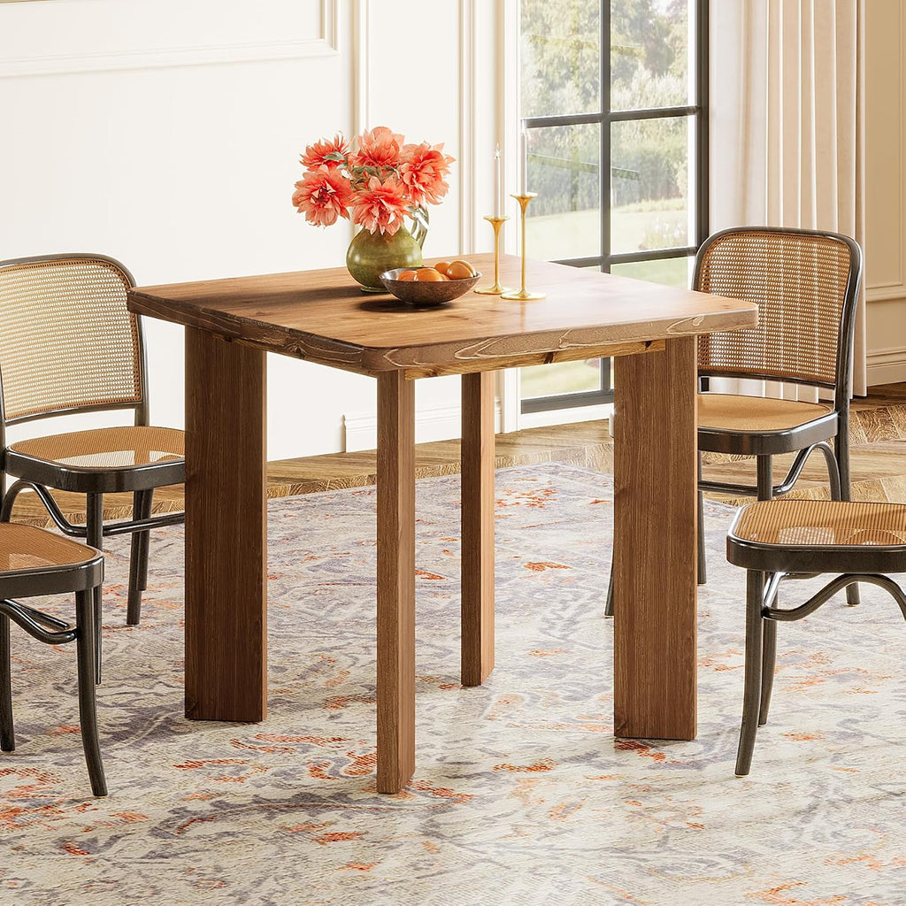 Walnut Square Farmhouse Dining Table Seats Four