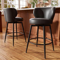 Swivel Brown Bar Stools Cushioned Winged Back Set 4