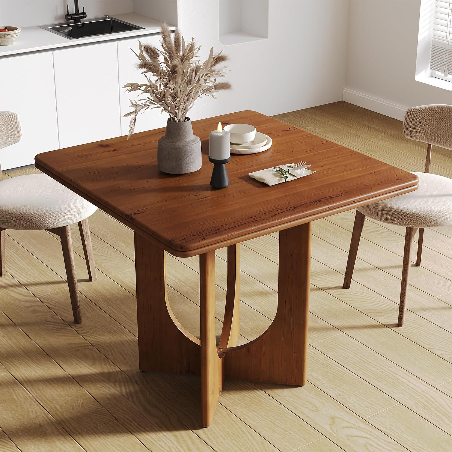 Rustic Brown Square Dining Table Fits 2-4 People