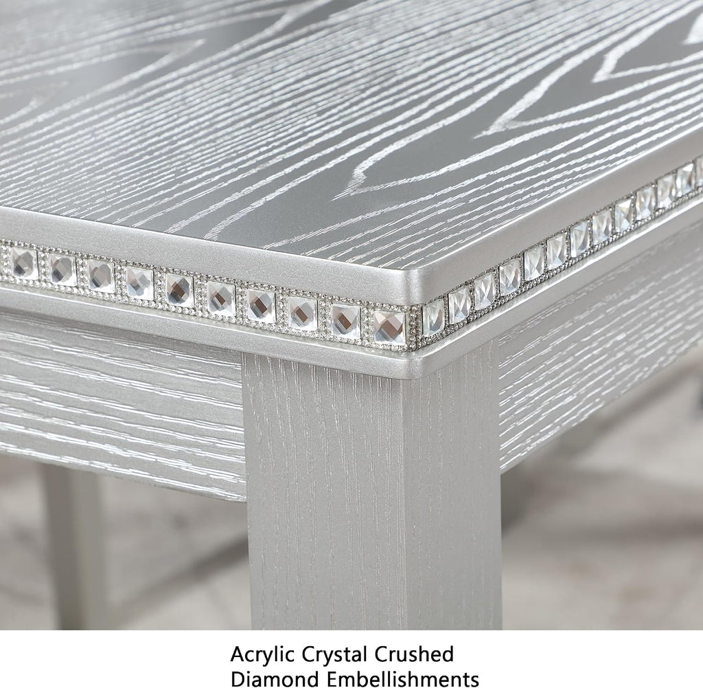 Silver Grey Square Wood Dining Table Seats Four