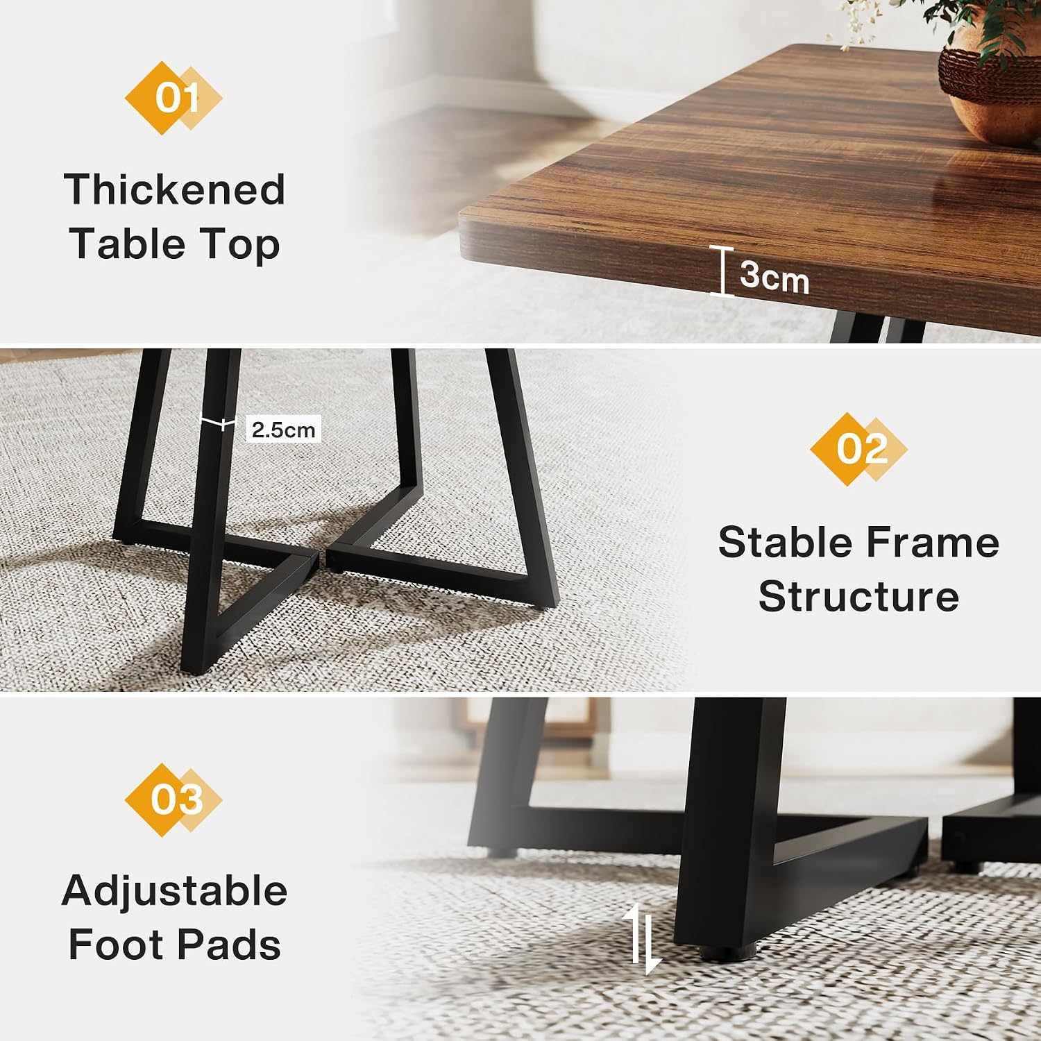 Industrial Square Dining Table Metal Base Seats Two