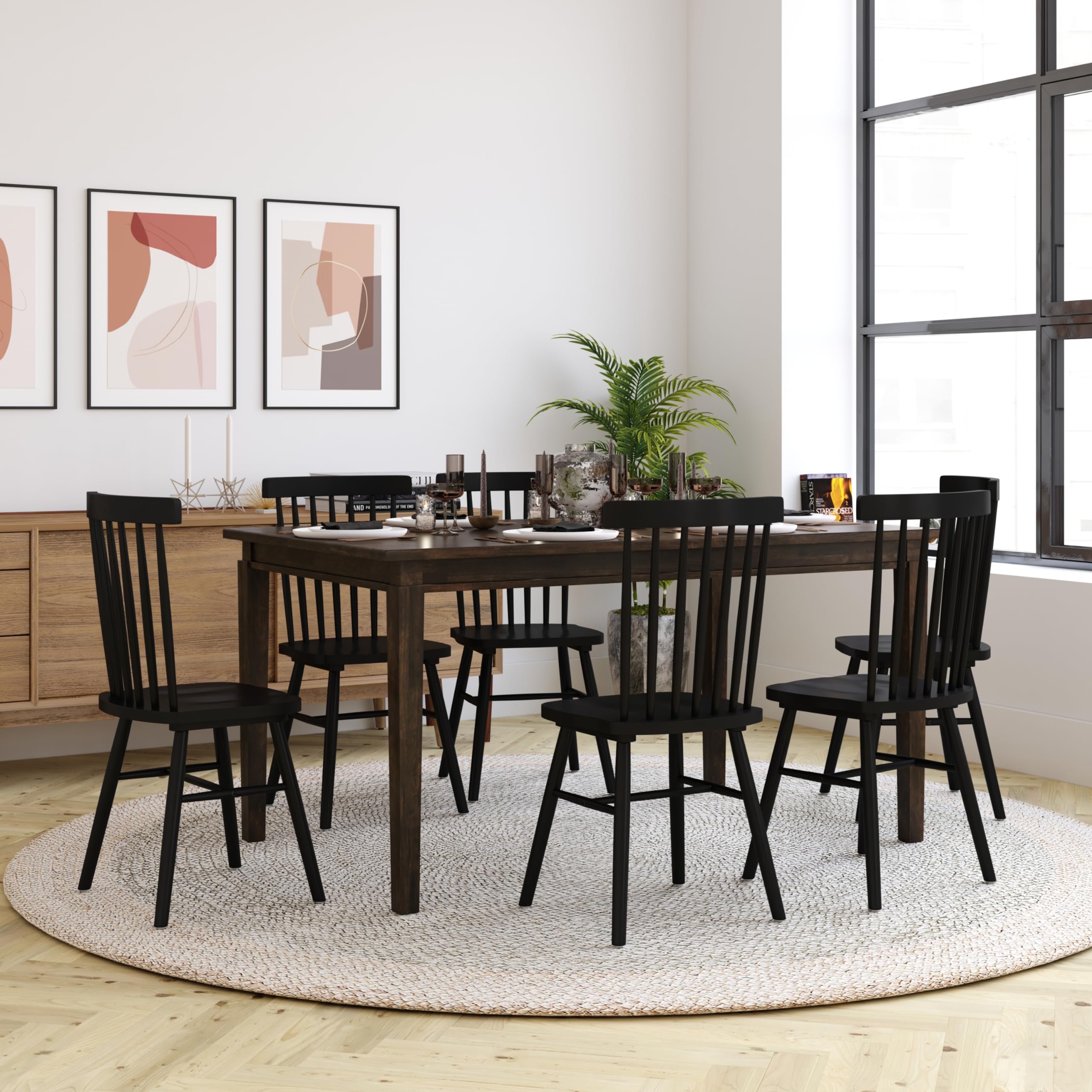 Brown Matte Wood Dining Table Seats Four People