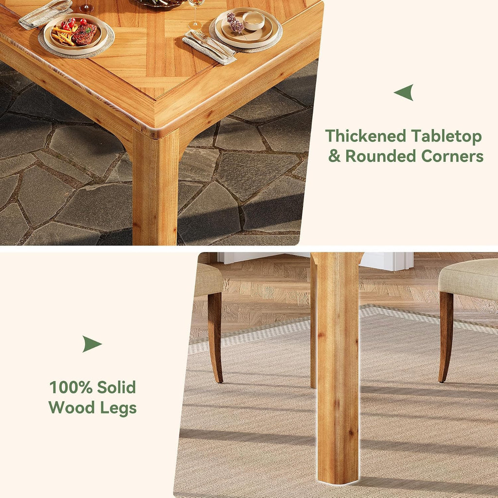 Brown Rustic Square Dining Table Textured Tabletop