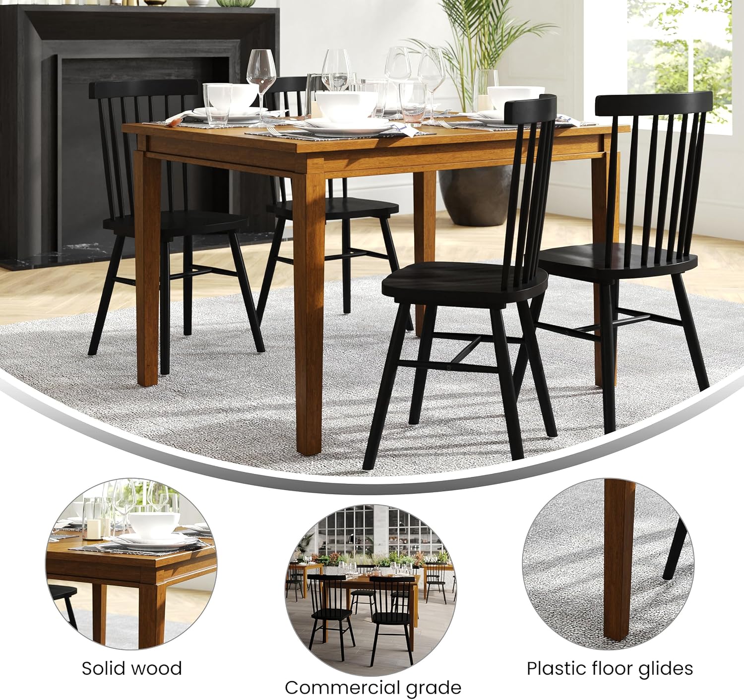 Brown Matte Wood Dining Table Seats Four People