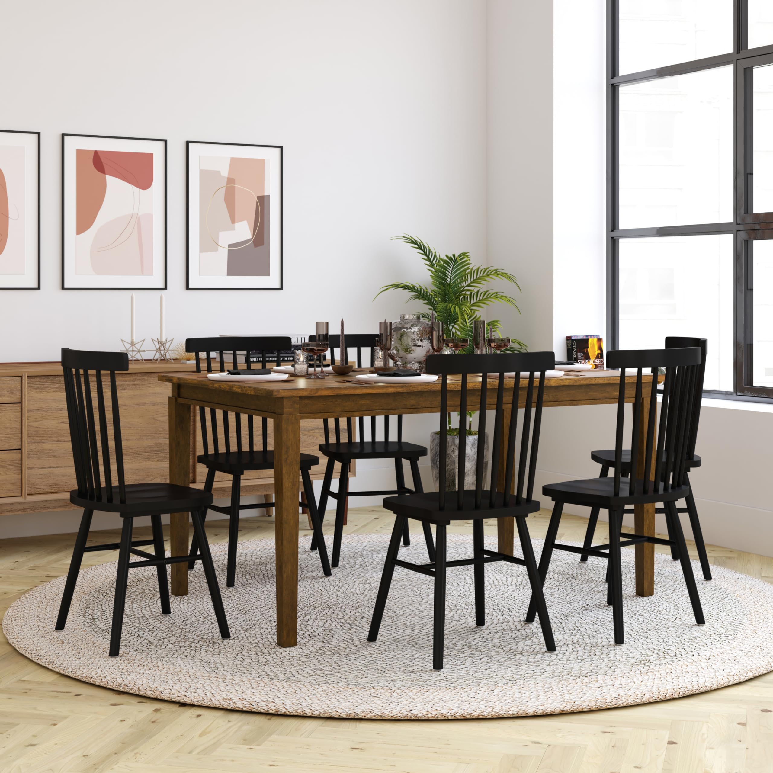 Brown Matte Wood Dining Table Seats Four People