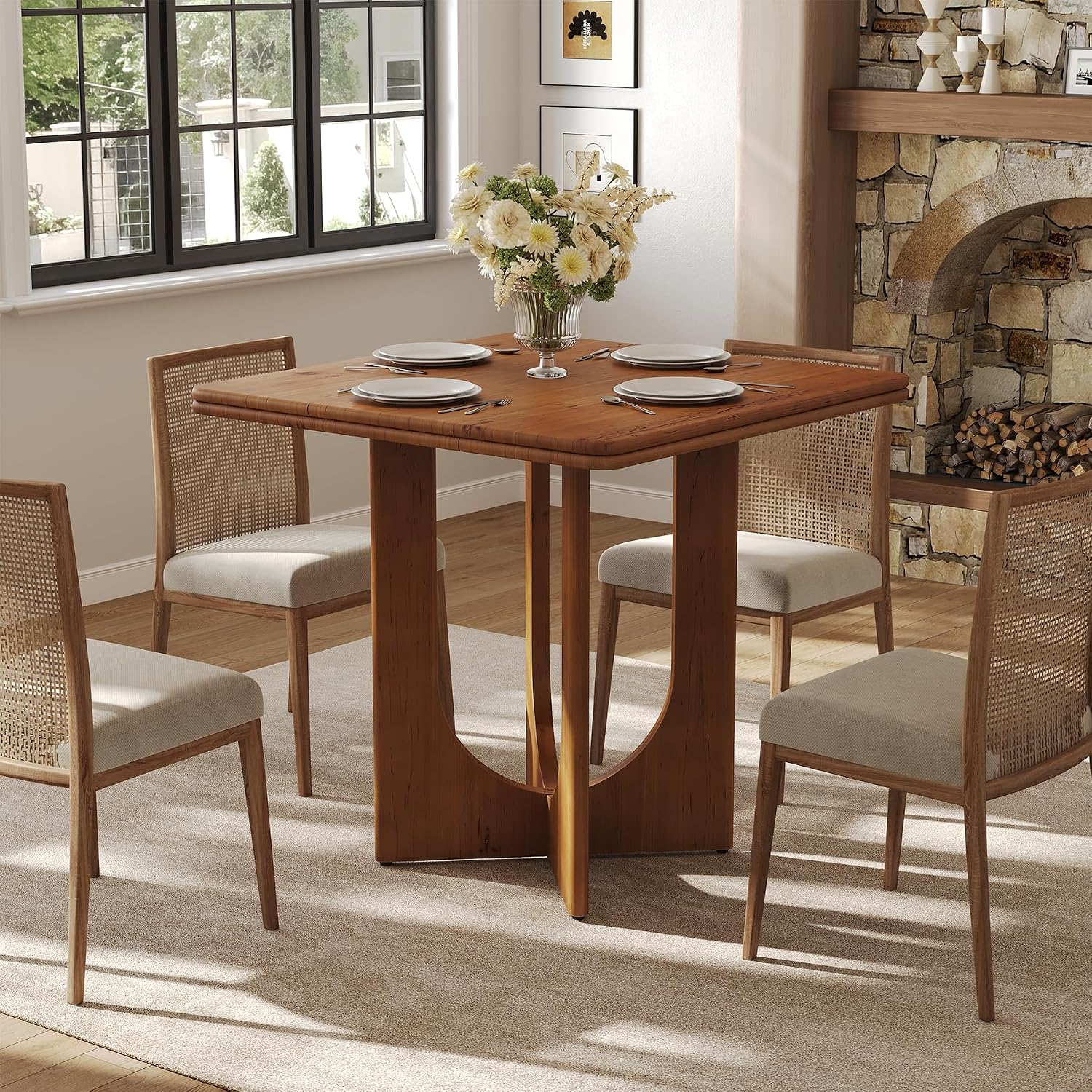 Rustic Brown Square Dining Table Fits 2-4 People