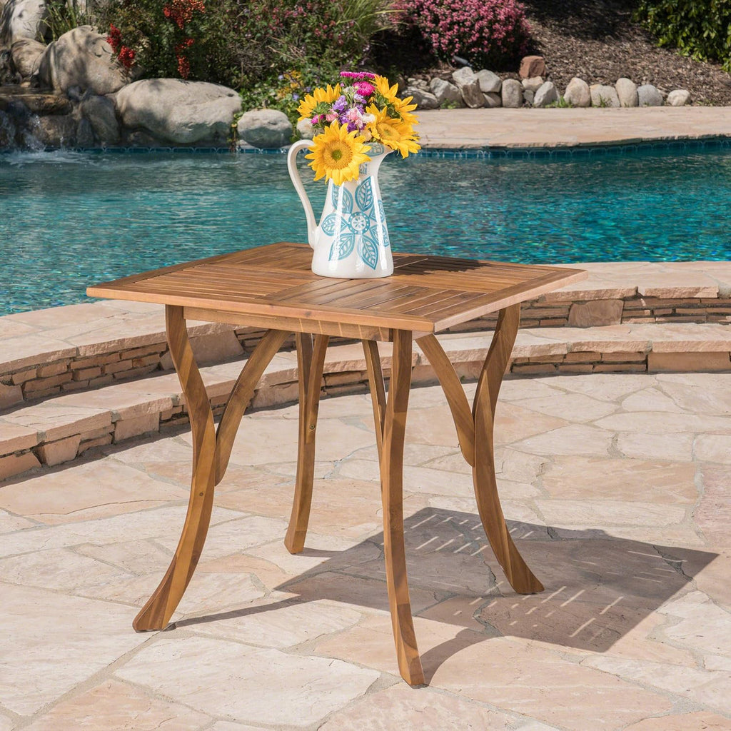 Teak Acacia Wood Square Dining Table